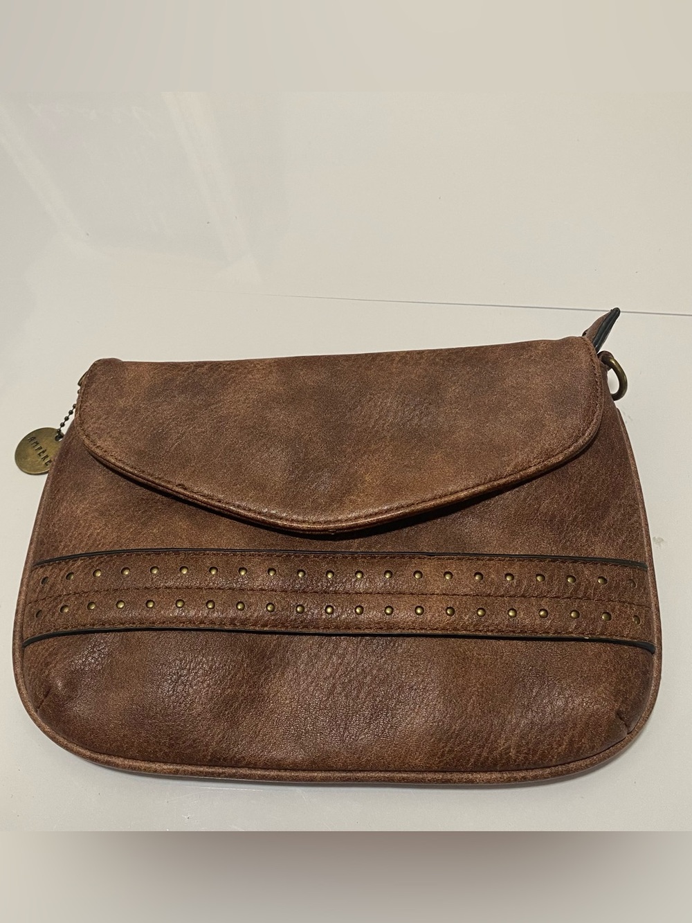 Ampere Brown Studded Crossbody Bag - Unbranded